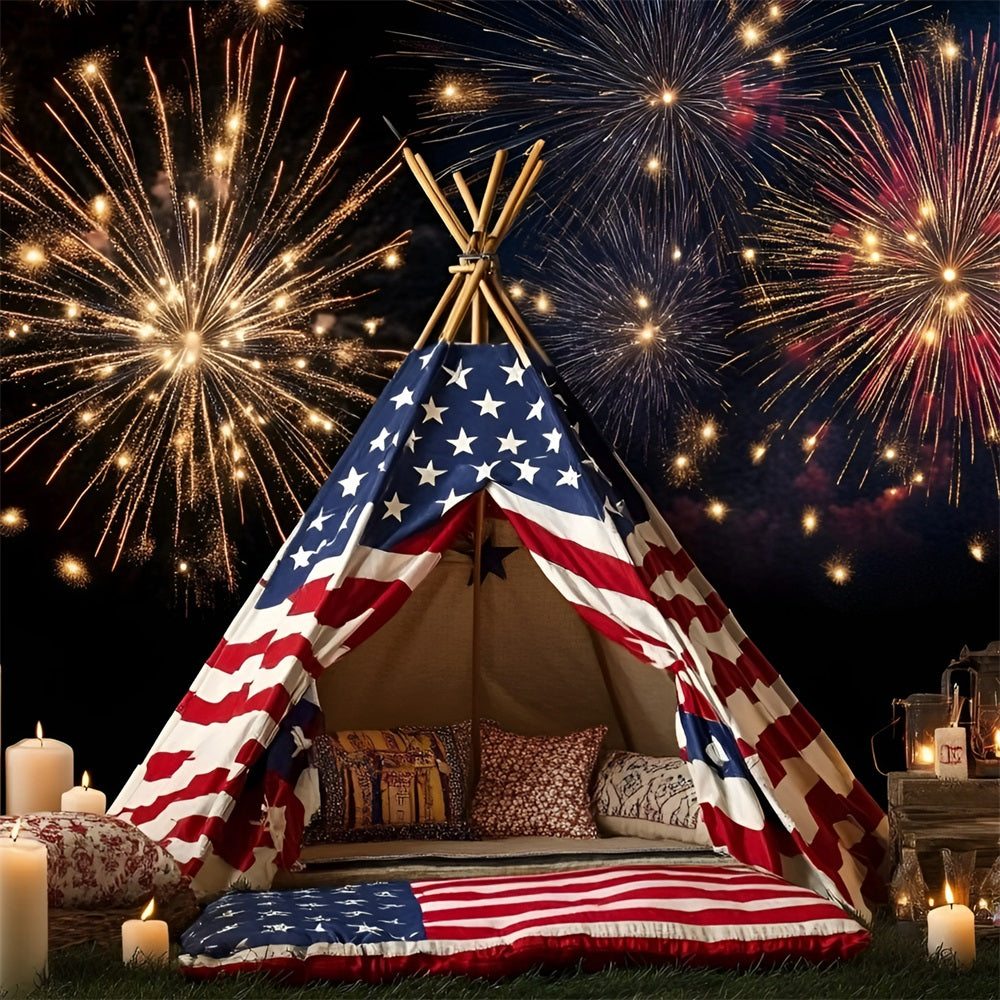 4th of July Fireworks Backdrop Patriotic Tent Backdrop GQ5-28