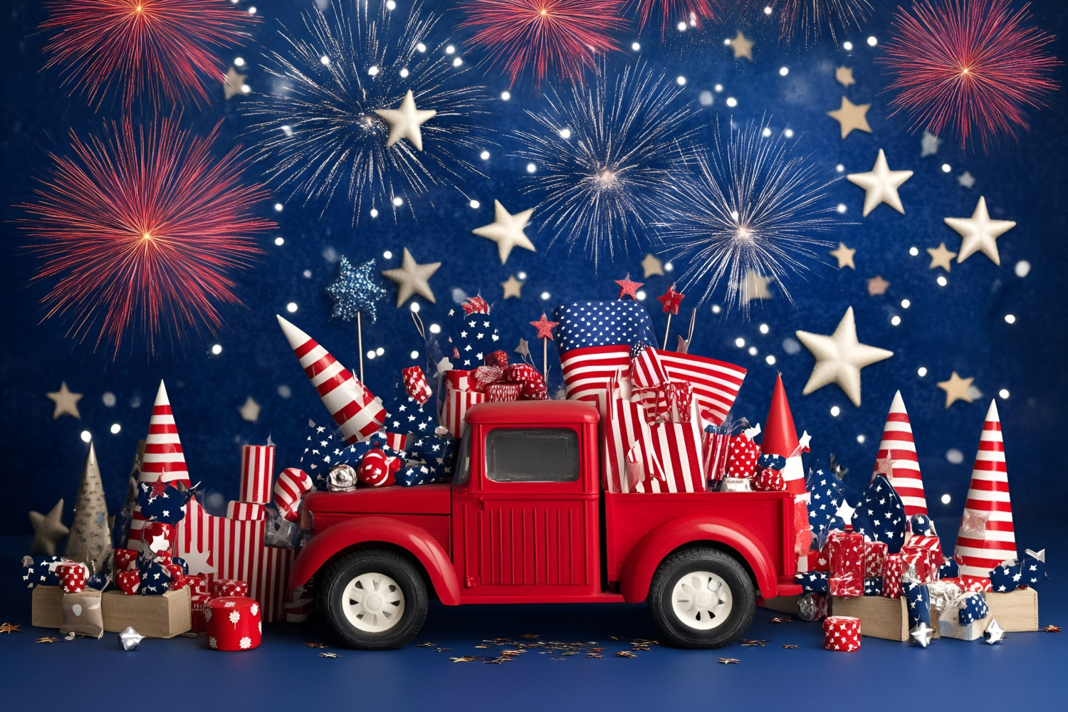 4th of July Backdrop Truck Fireworks USA Backdrop GQ5-3