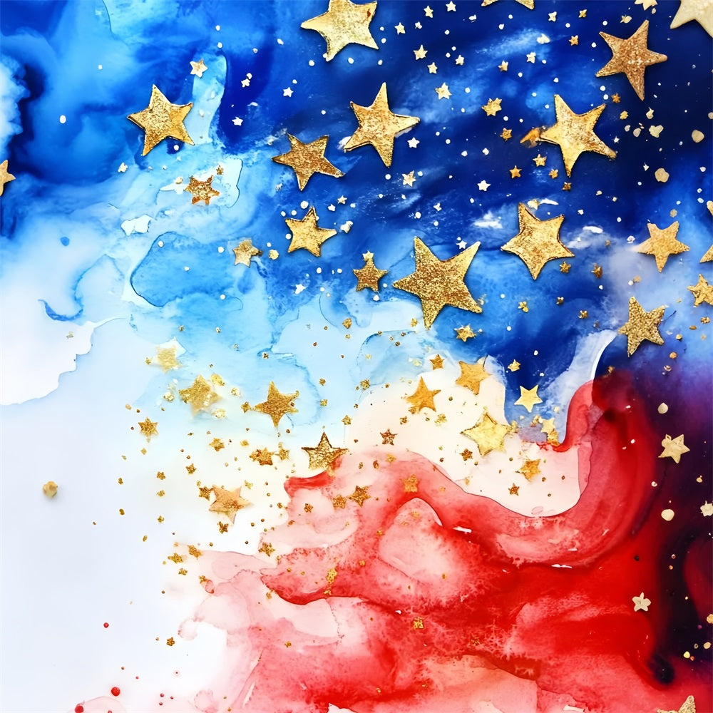 Independence Day Backdrop Watercolor Stars Burst Backdrop GQ5-30