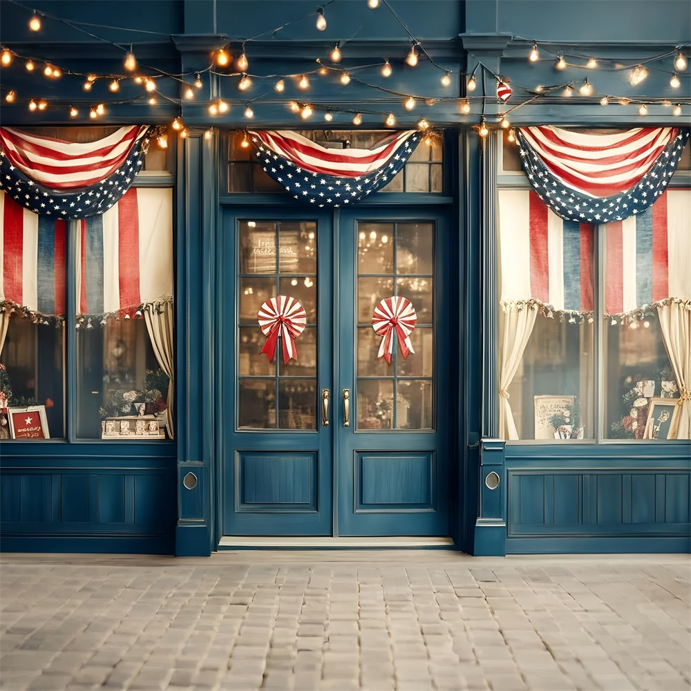 Independence Day Backdrop Patriotic Blue Storefront Backdrop GQ5-41