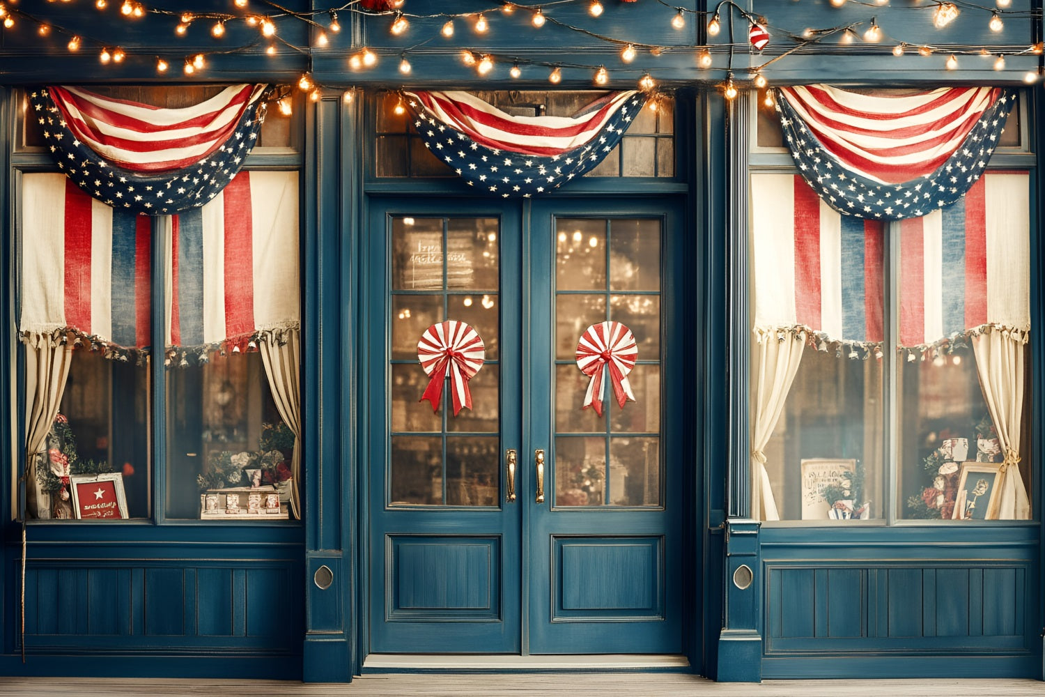 Independence Day Backdrop Patriotic Blue Storefront Backdrop GQ5-41