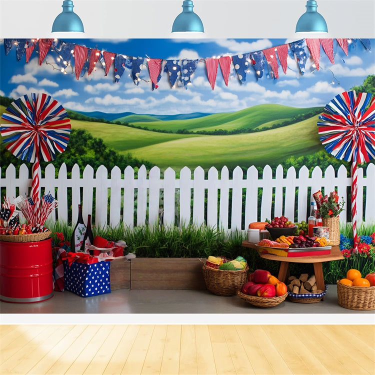 4th of July Photography Backdrops Farm Picnic Scene Backdrop GQ5-42