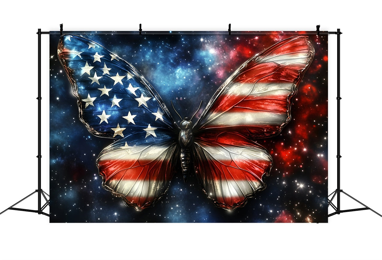 4th of July Backdrop Photography Butterfly Sparkle Backdrop GQ5-43