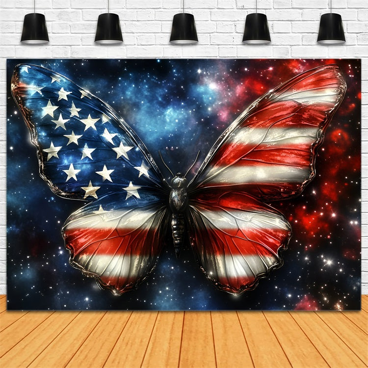 4th of July Backdrop Photography Butterfly Sparkle Backdrop GQ5-43