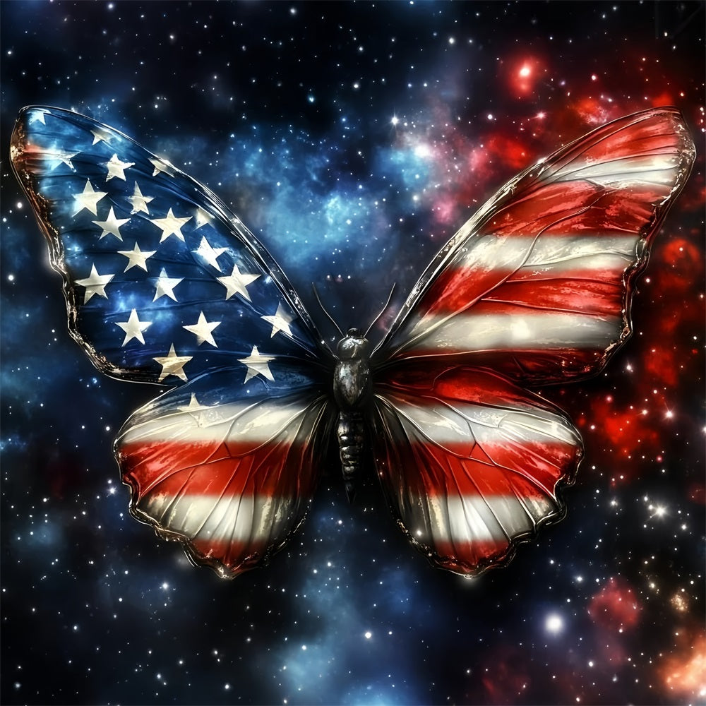 4th of July Backdrop Photography Butterfly Sparkle Backdrop GQ5-43