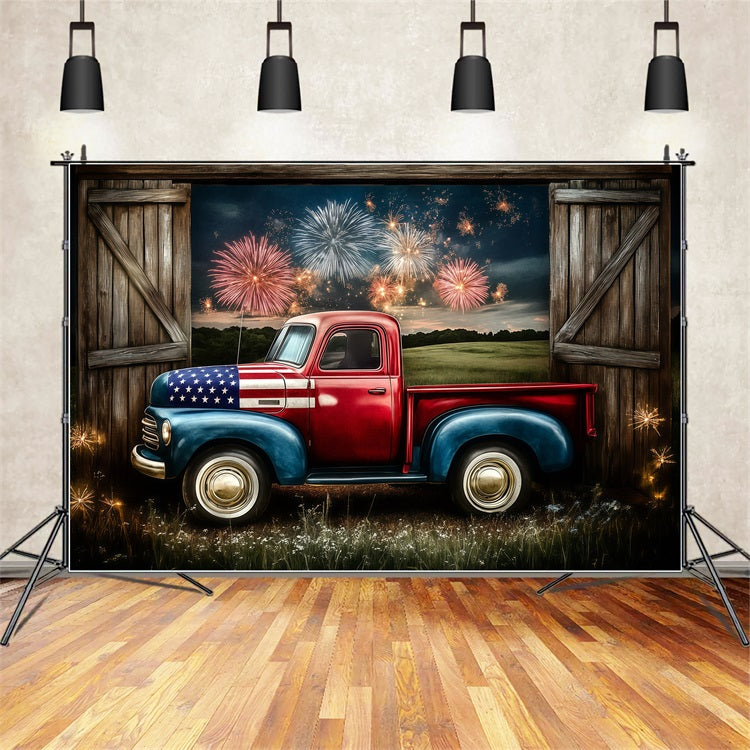 4th of July Fireworks Photo Backdrop Truck Sky Backdrop GQ5-47