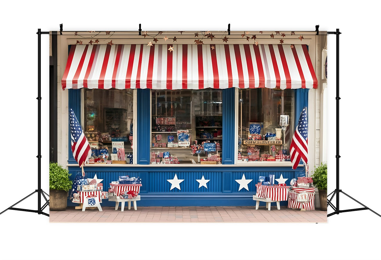 USA Flag Backdrop Patriotic Striped Canopy Storefront Backdrop GQ5-5