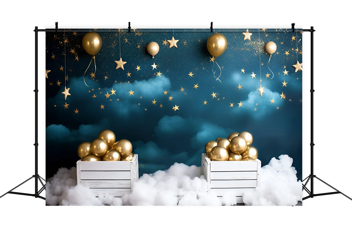 Starry Backdrop Cloudy Sky Gold Balloon Backdrop GQ5-56