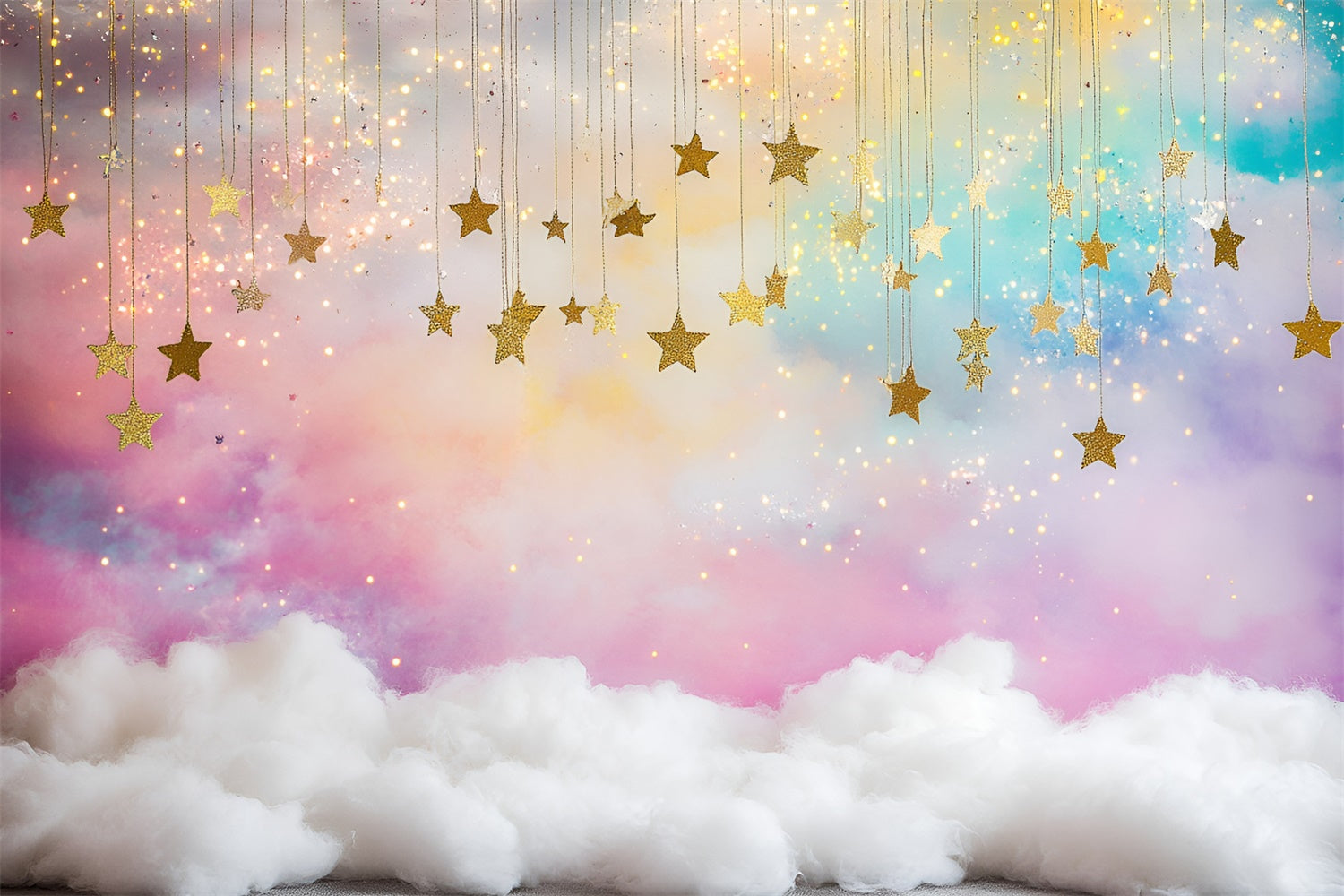 Starry Backdrop Rainbow Clouds Sparkle Backdrop GQ5-58