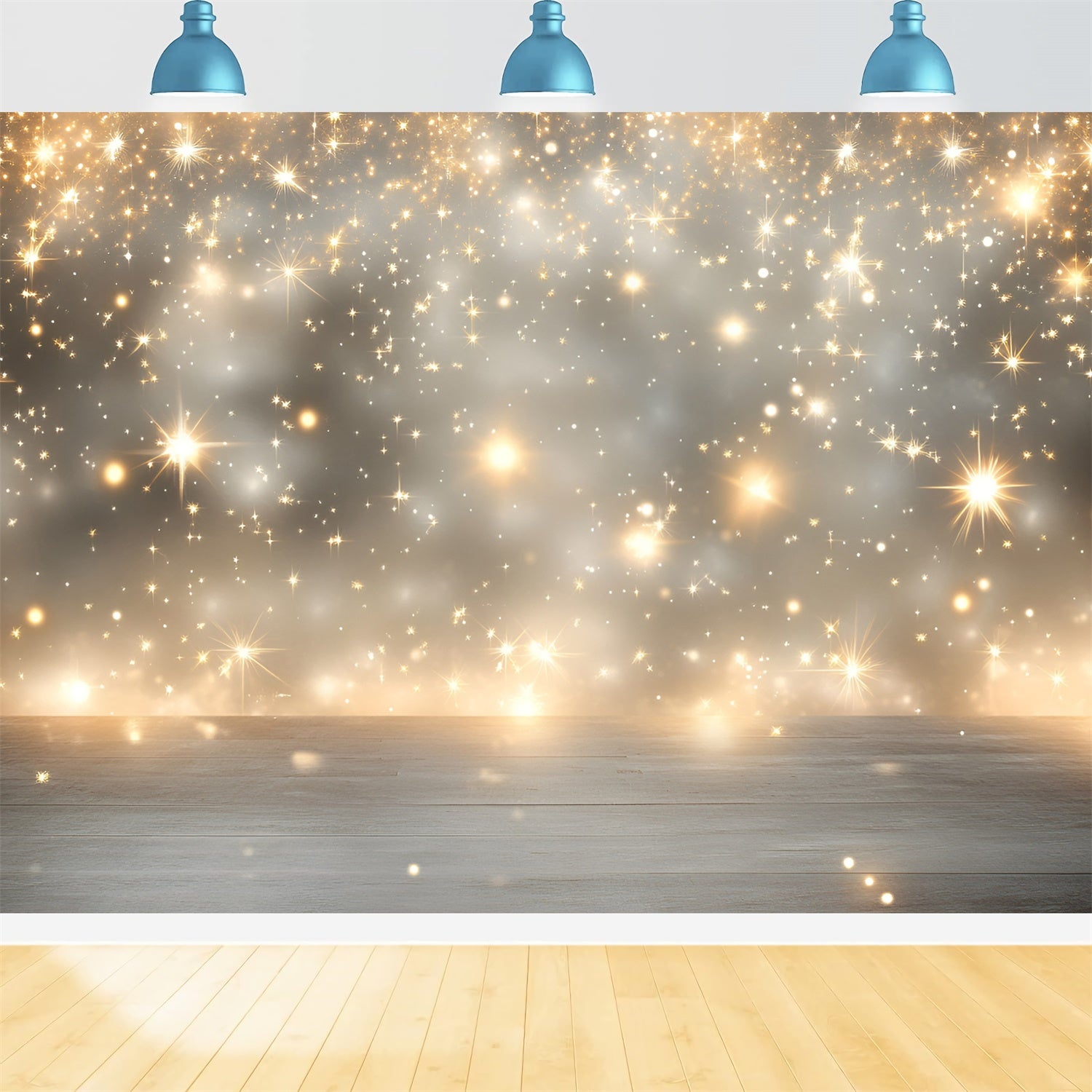 Stars Backdrop Wooden Floor Sparkle Star Backdrop GQ5-70