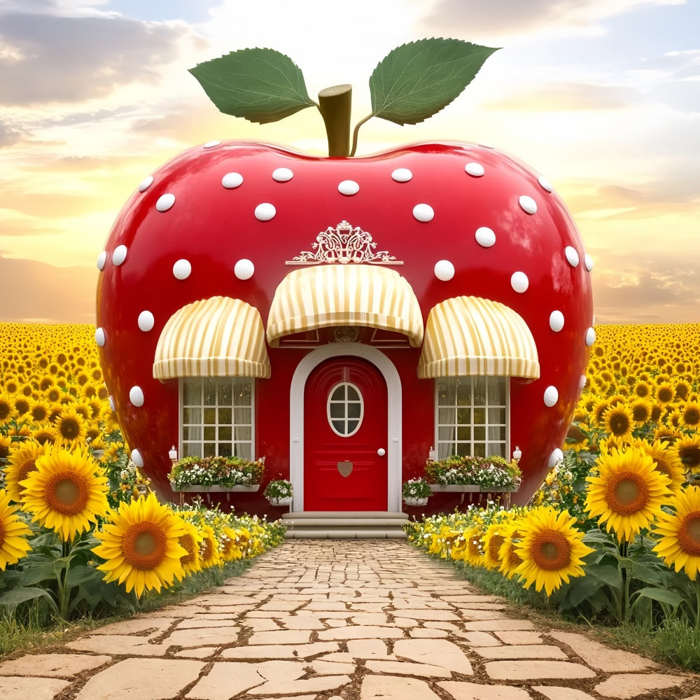 Autumn Photo Backdrop Apple House Sunflower Backdrop GQ5-73