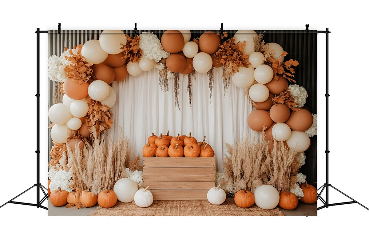 Fall Photo Backdrop Pumpkin Crate Balloon Arch Backdrop GQ5-74