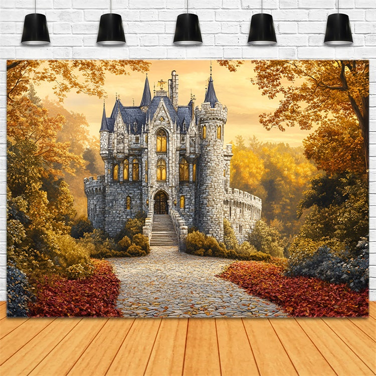 Fall Forest Backdrop Enchanted Fall Castle Path Backdrop GQ5-78