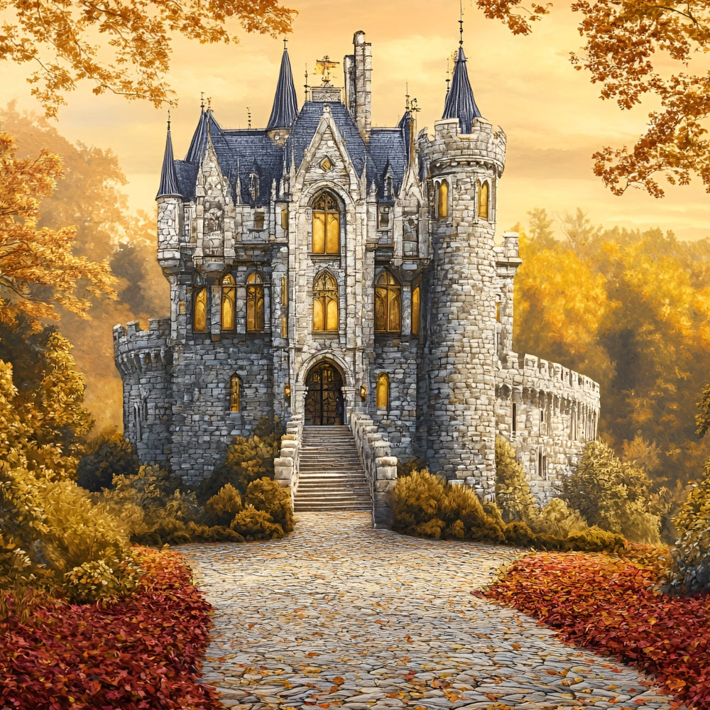 Fall Forest Backdrop Enchanted Fall Castle Path Backdrop GQ5-78
