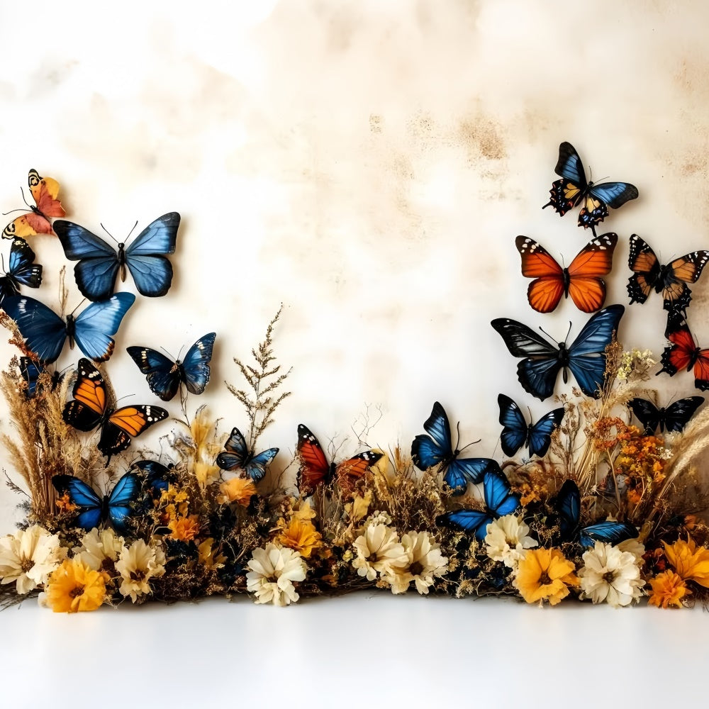 Fall Photography Backdrops Rustic Flower Butterfly Backdrop GQ5-79
