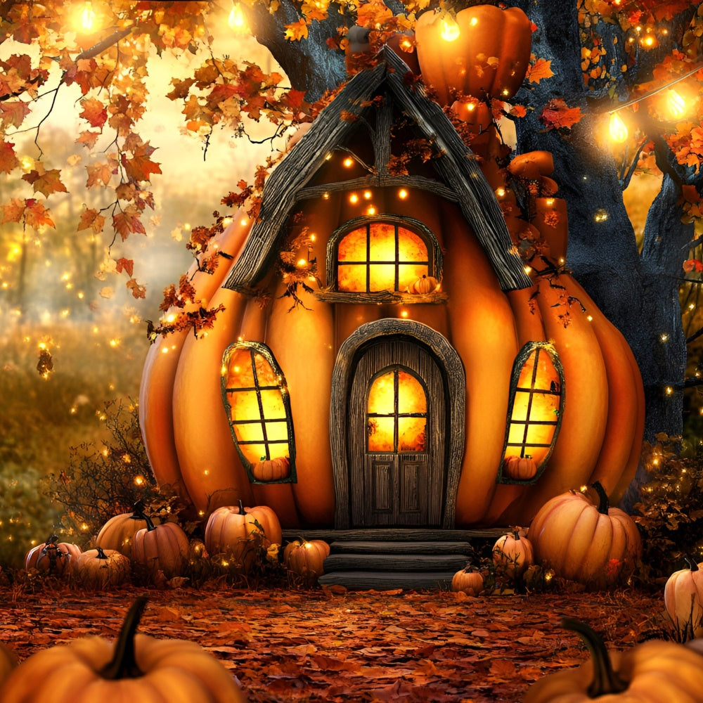 Fall Forest Backdrop Enchanted Pumpkin Cottage Backdrop GQ5-82