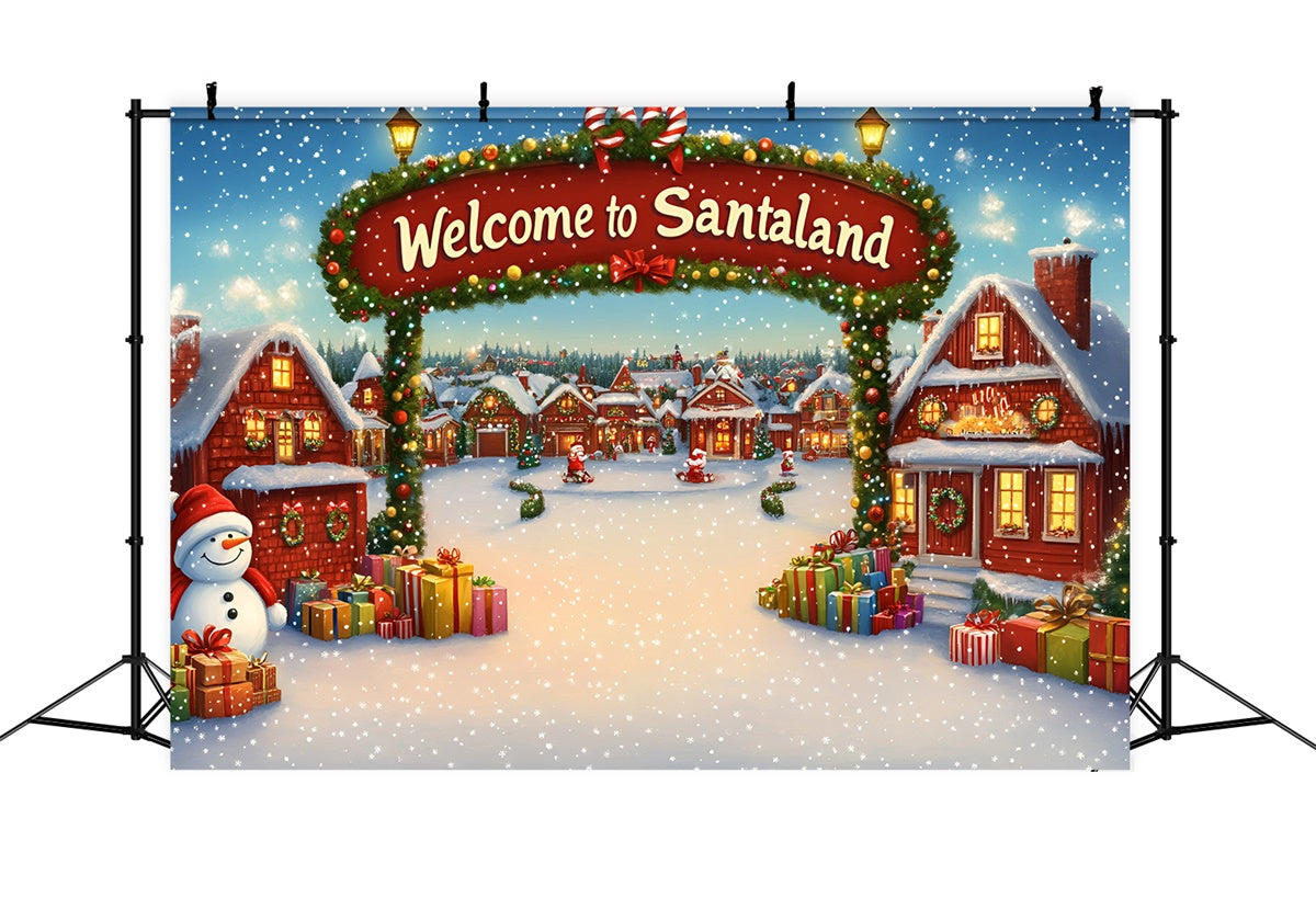 Christmas Village Backdrop Magical Winter Street Backdrop GQ57-15