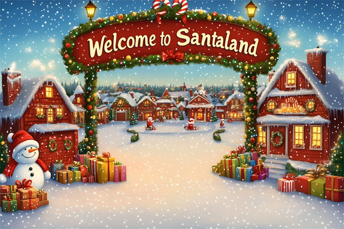Christmas Village Backdrop Magical Winter Street Backdrop GQ57-15