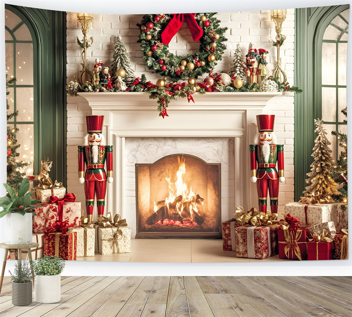 Christmas Fireplace Backdrop Nutcracker Hearth Dreams Backdrop GQ57-2