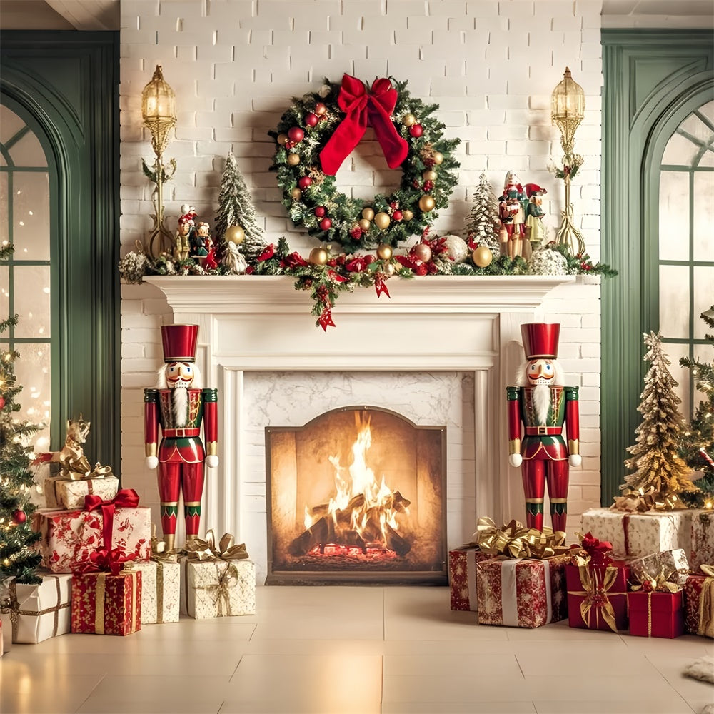 Christmas Fireplace Backdrop Nutcracker Hearth Dreams Backdrop GQ57-2