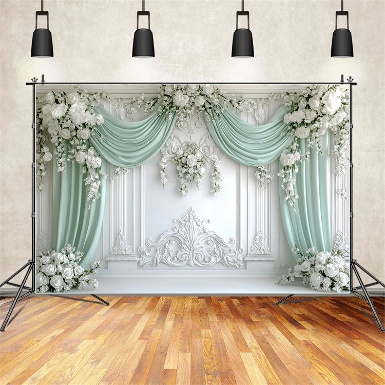 Boho Backdrops Regal Green Draped Flower Backdrop GQ57-228