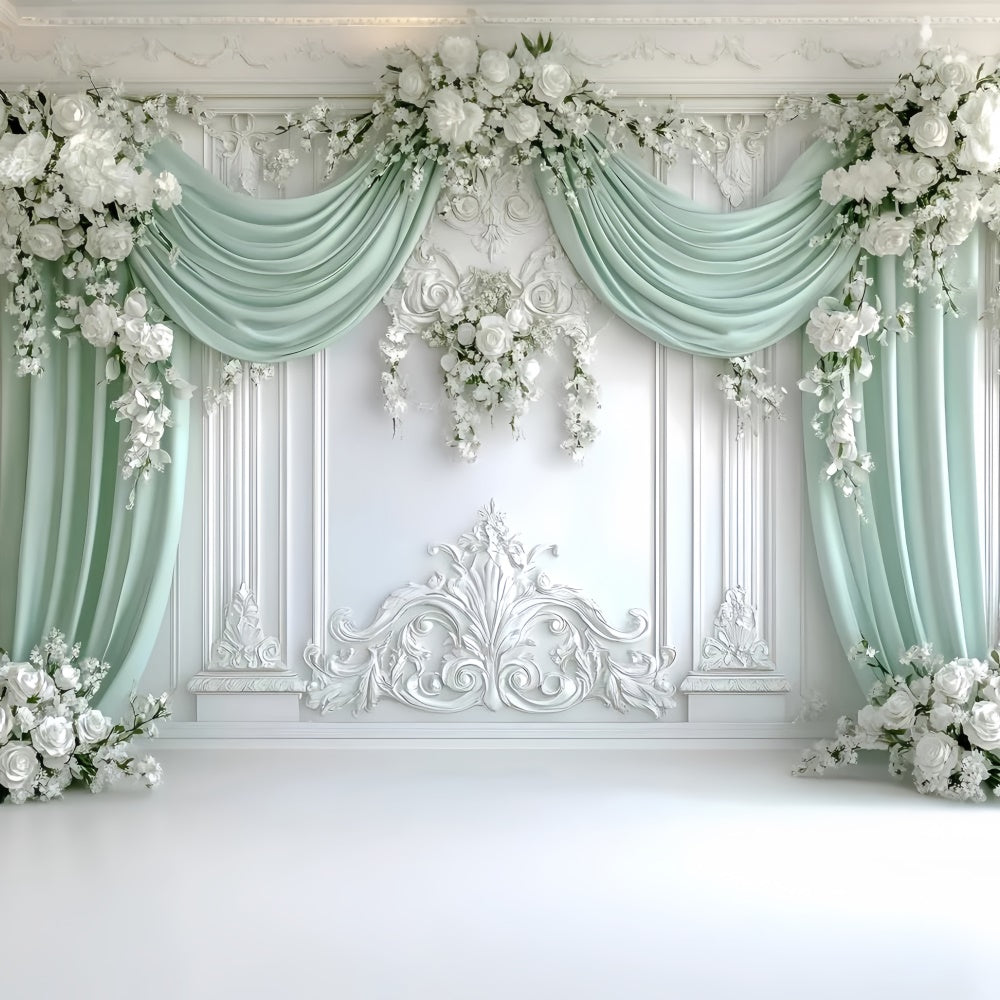 Boho Backdrops Regal Green Draped Flower Backdrop GQ57-228