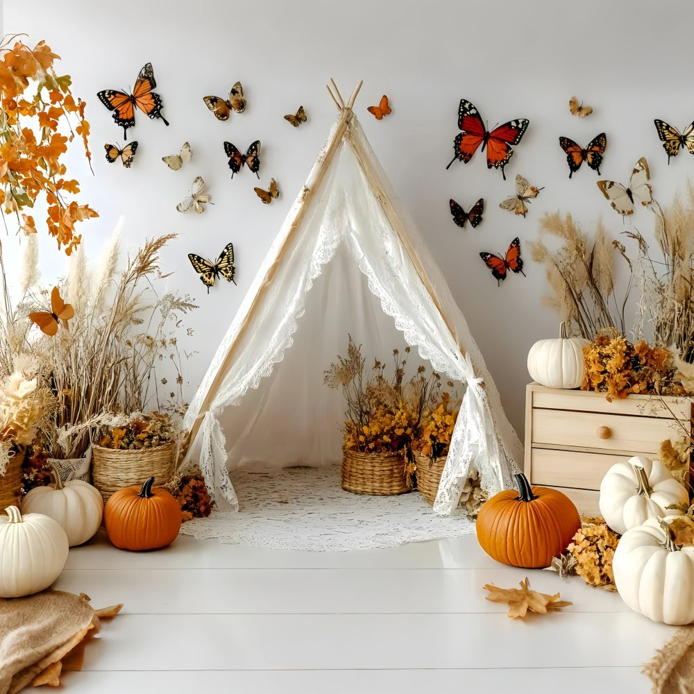 Bohemian Style Backdrop Autumn Butterfly Tent Backdrop GQ57-231