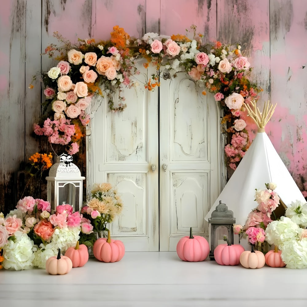 Bohemian Backdrop Sweet Rose Pumpkin Arch Backdrop GQ57-240