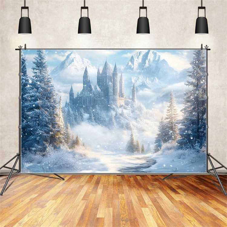 Snowy Forest Backdrop Enchanted Ice Castle Backdrop GQ57-66
