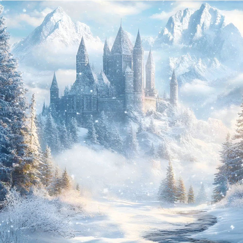 Snowy Forest Backdrop Enchanted Ice Castle Backdrop GQ57-66