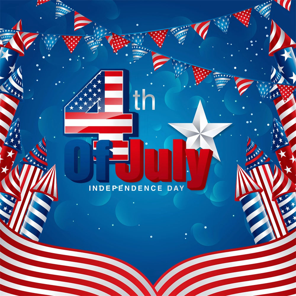 4th of July Backdrop Patriotic Rocket Celebration Backdrop GQ6-106