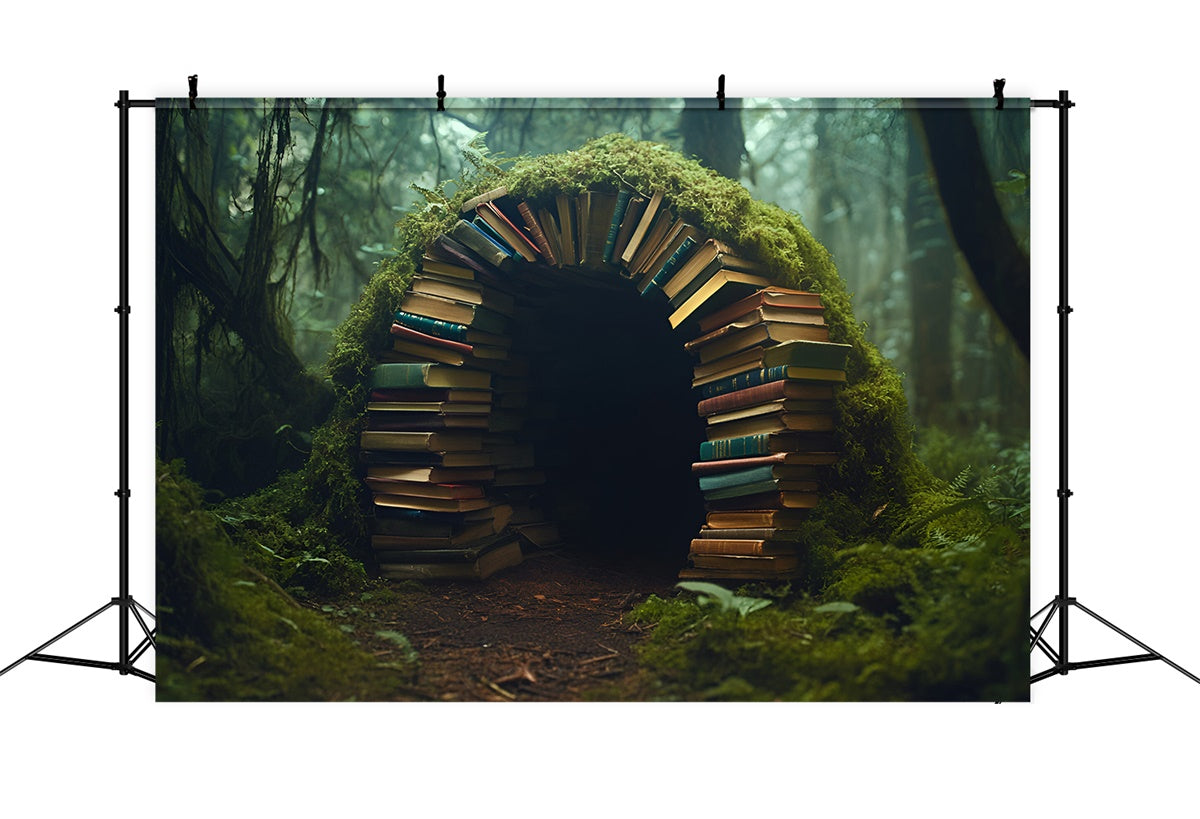Back To School Photo Backdrop Mossy Library Portal Backdrop GQ6-131