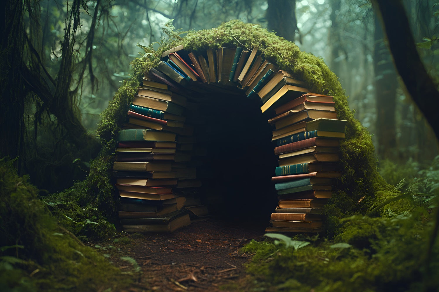 Back To School Photo Backdrop Mossy Library Portal Backdrop GQ6-131