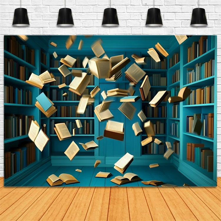 School Picture Backdrop Bookstorm Blue Room Backdrop GQ6-133