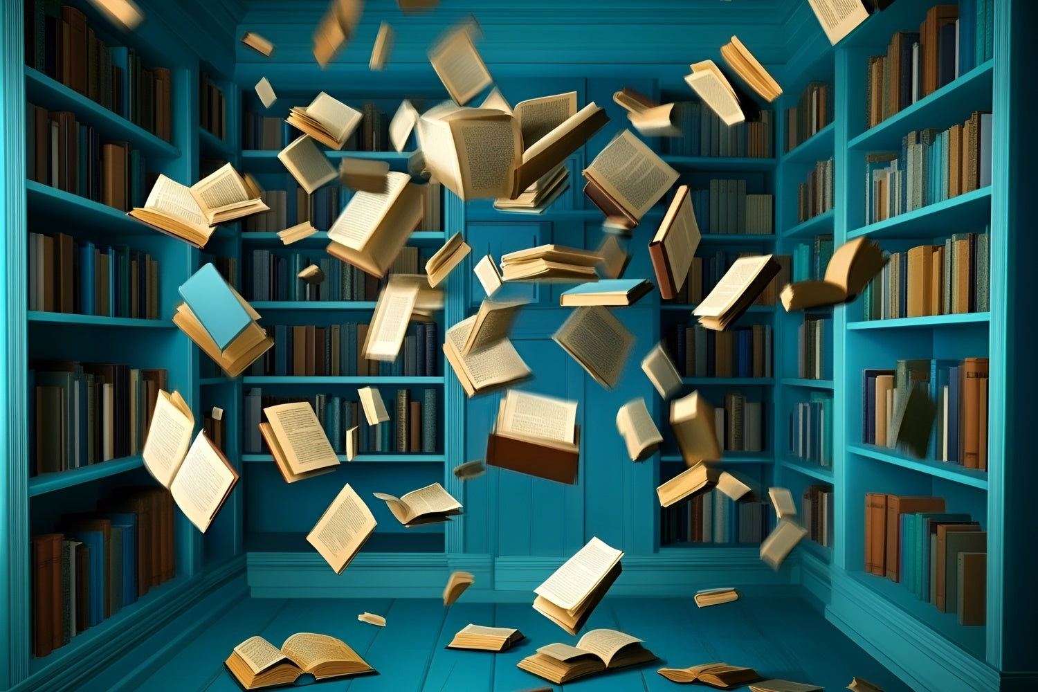 School Picture Backdrop Bookstorm Blue Room Backdrop GQ6-133