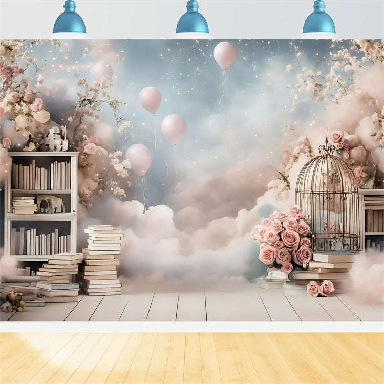 Back To School Photo Backdrop Dreamy Rose Library Backdrop GQ6-136