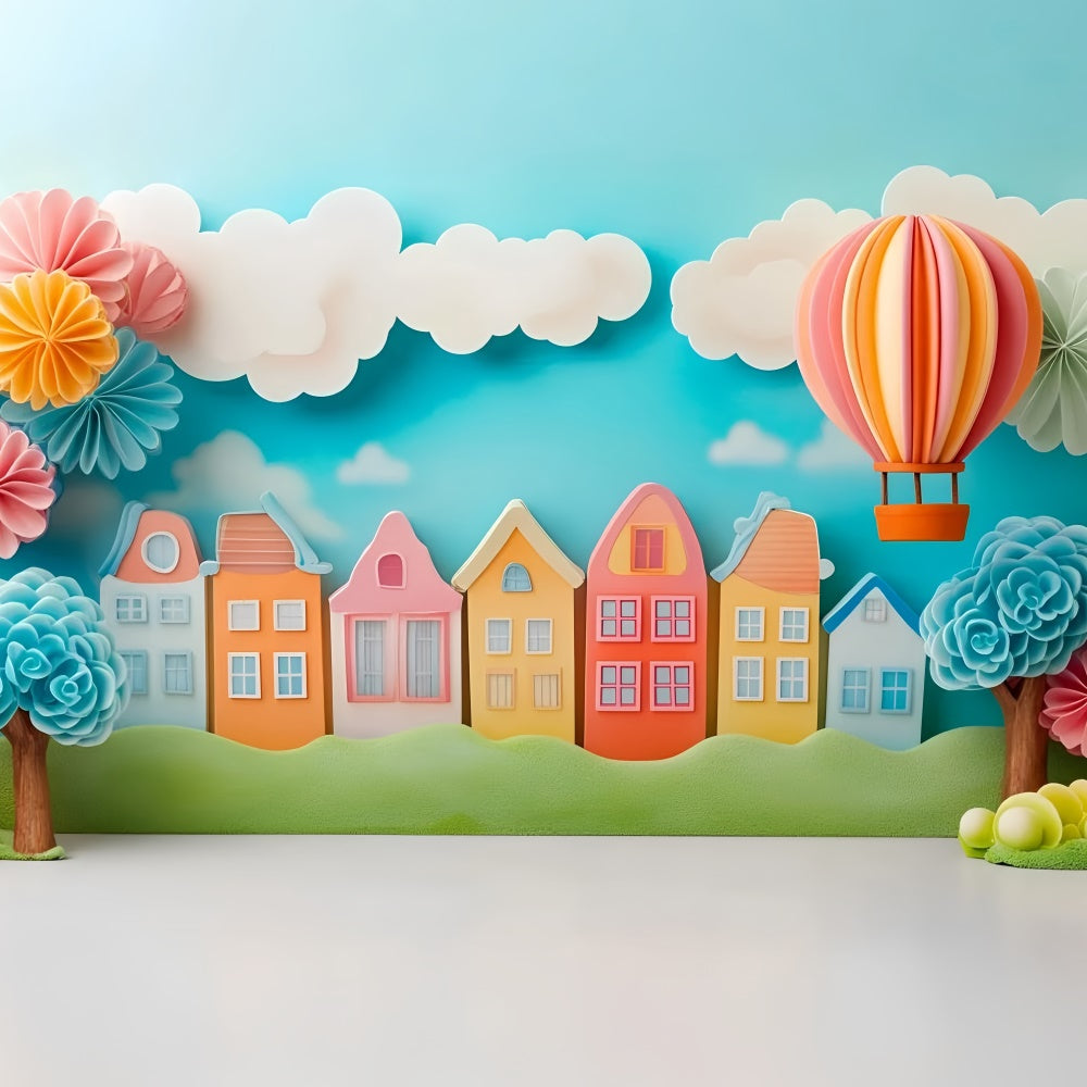 School Photo Backdrop Whimsical Learning Town Backdrop GQ6-140