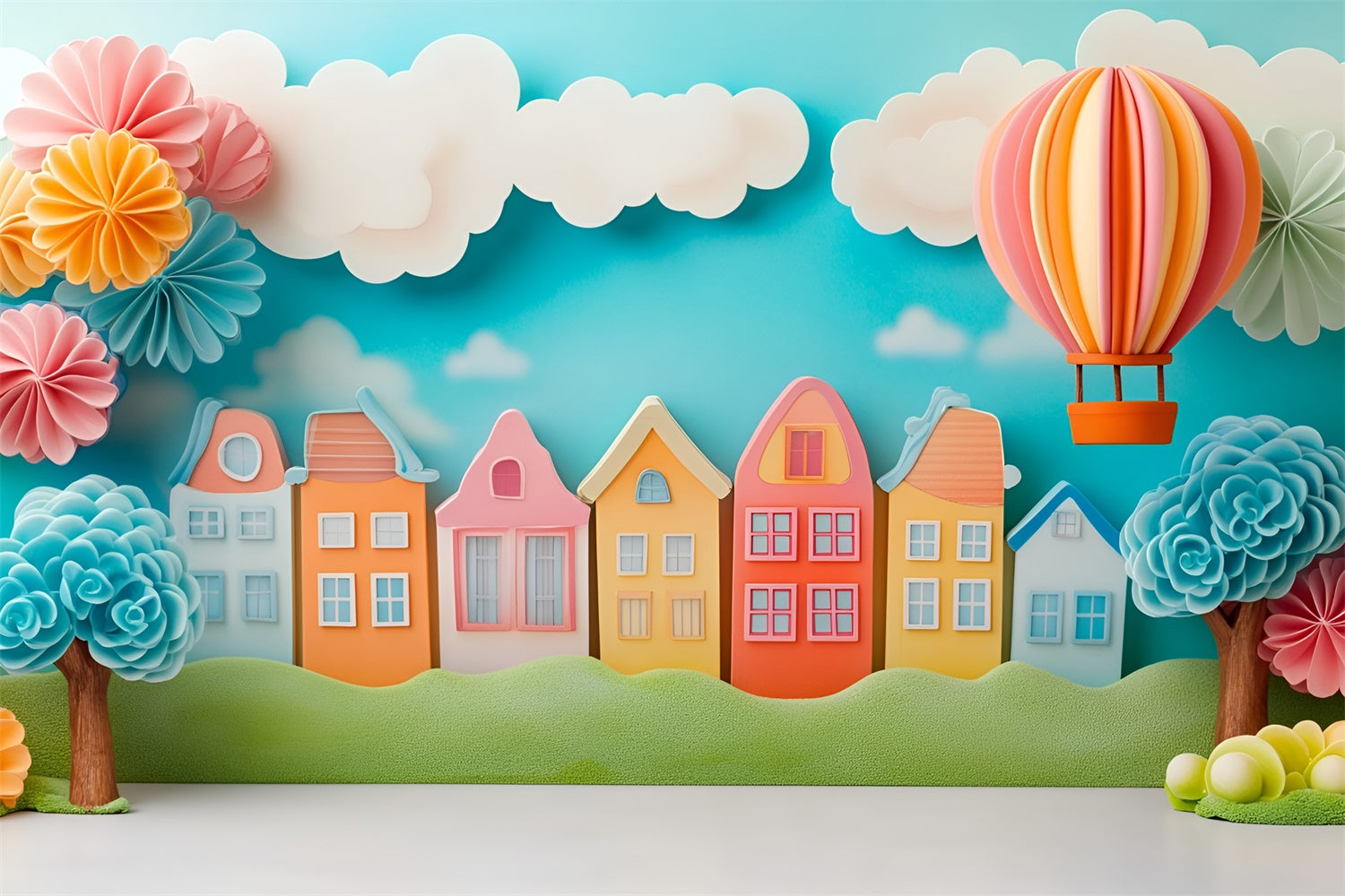 School Photo Backdrop Whimsical Learning Town Backdrop GQ6-140