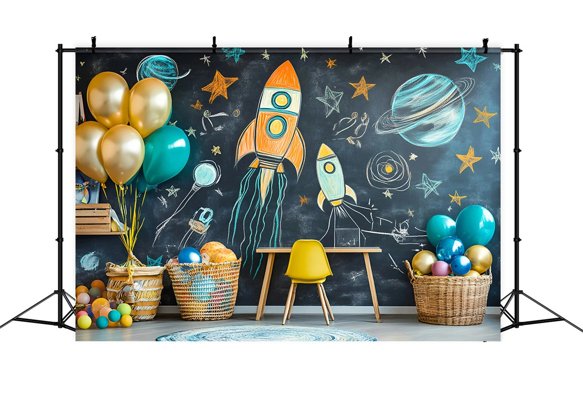 Chalkboard Backdrop Playful Space Adventure Backdrop GQ6-152