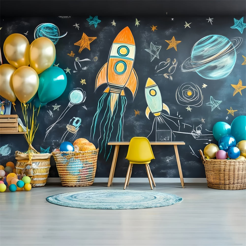 Chalkboard Backdrop Playful Space Adventure Backdrop GQ6-152