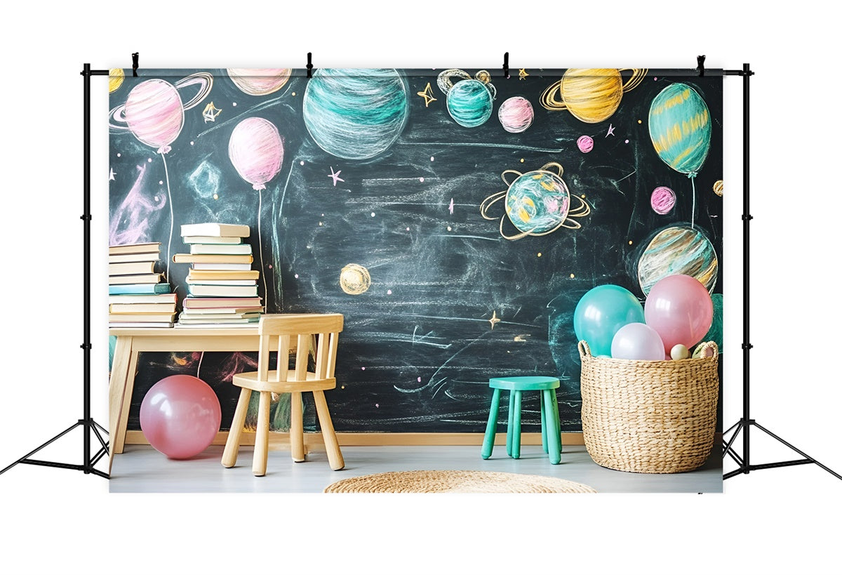 Chalkboard Photo Backdrop Outer Space Study Fun Backdrop GQ6-153