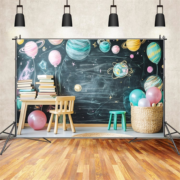 Chalkboard Photo Backdrop Outer Space Study Fun Backdrop GQ6-153