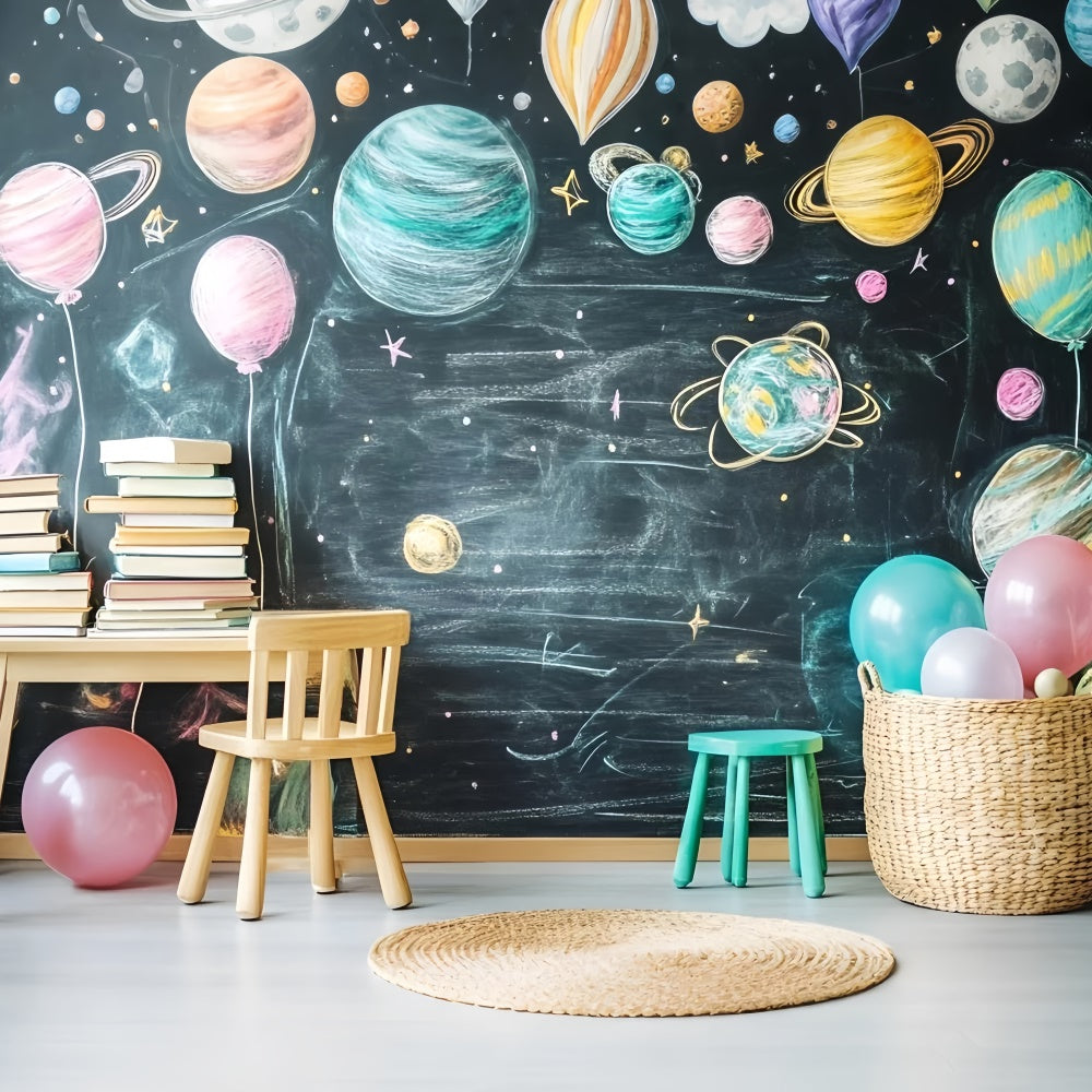 Chalkboard Photo Backdrop Outer Space Study Fun Backdrop GQ6-153