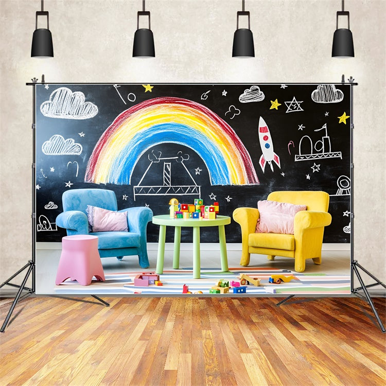 Chalkboard Backdrop Fun Learning Rainbow Wall Backdrop GQ6-169