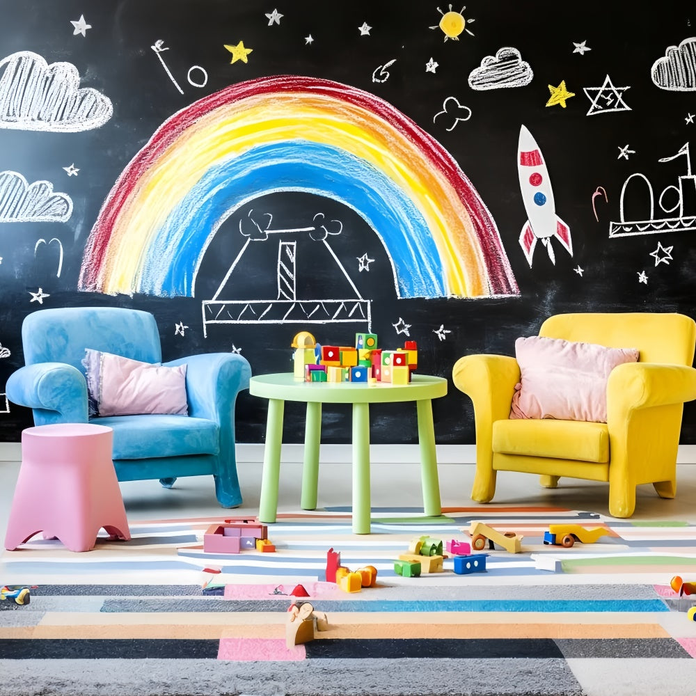 Chalkboard Backdrop Fun Learning Rainbow Wall Backdrop GQ6-169