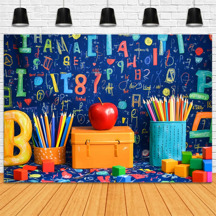 School Photo Backdrops Colorful Classroom Doodle Backdrop GQ6-173