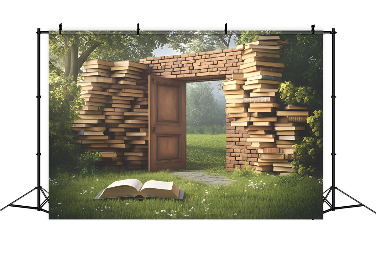 School Picture Backdrop Book Wall Wonderland Backdrop GQ6-179