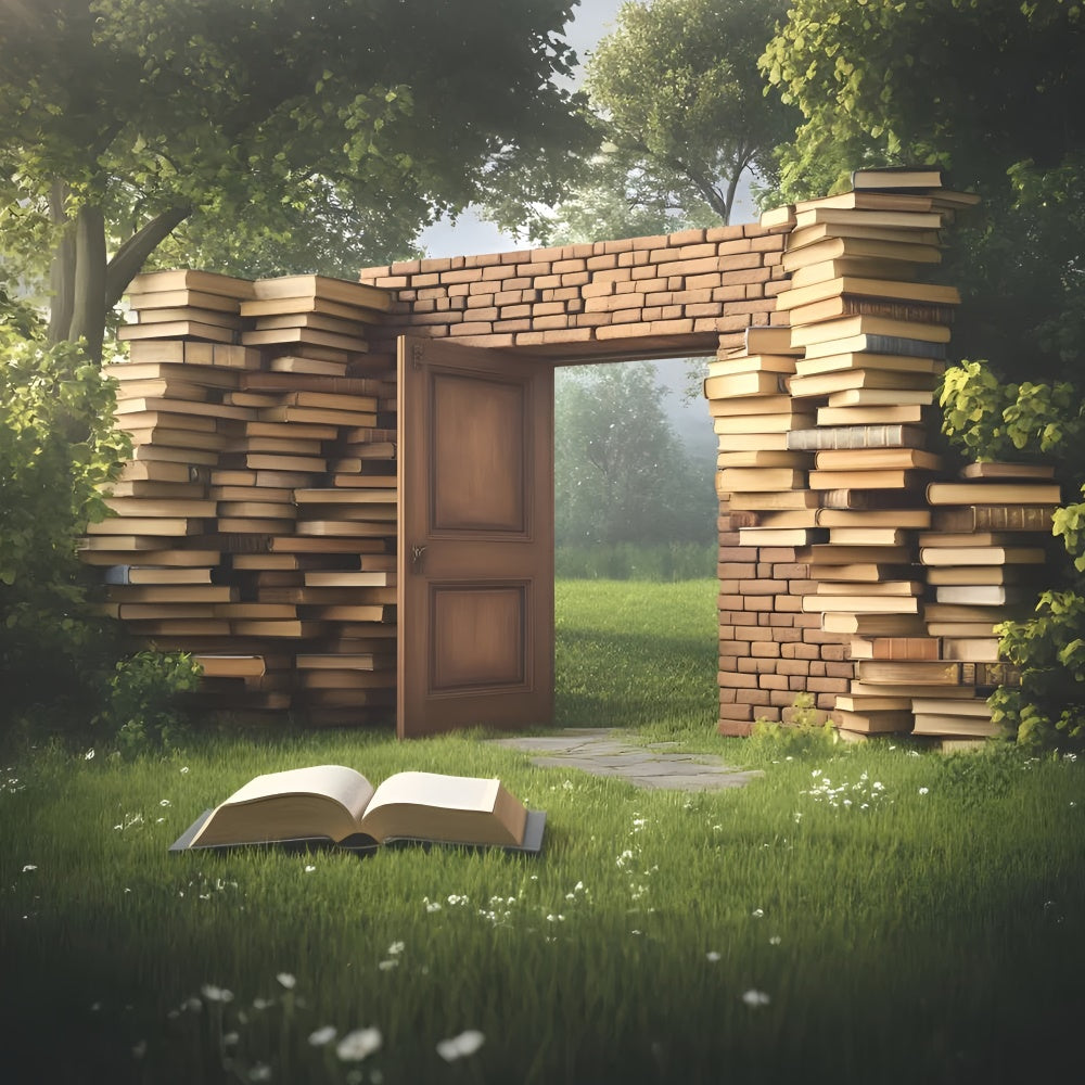 School Picture Backdrop Book Wall Wonderland Backdrop GQ6-179