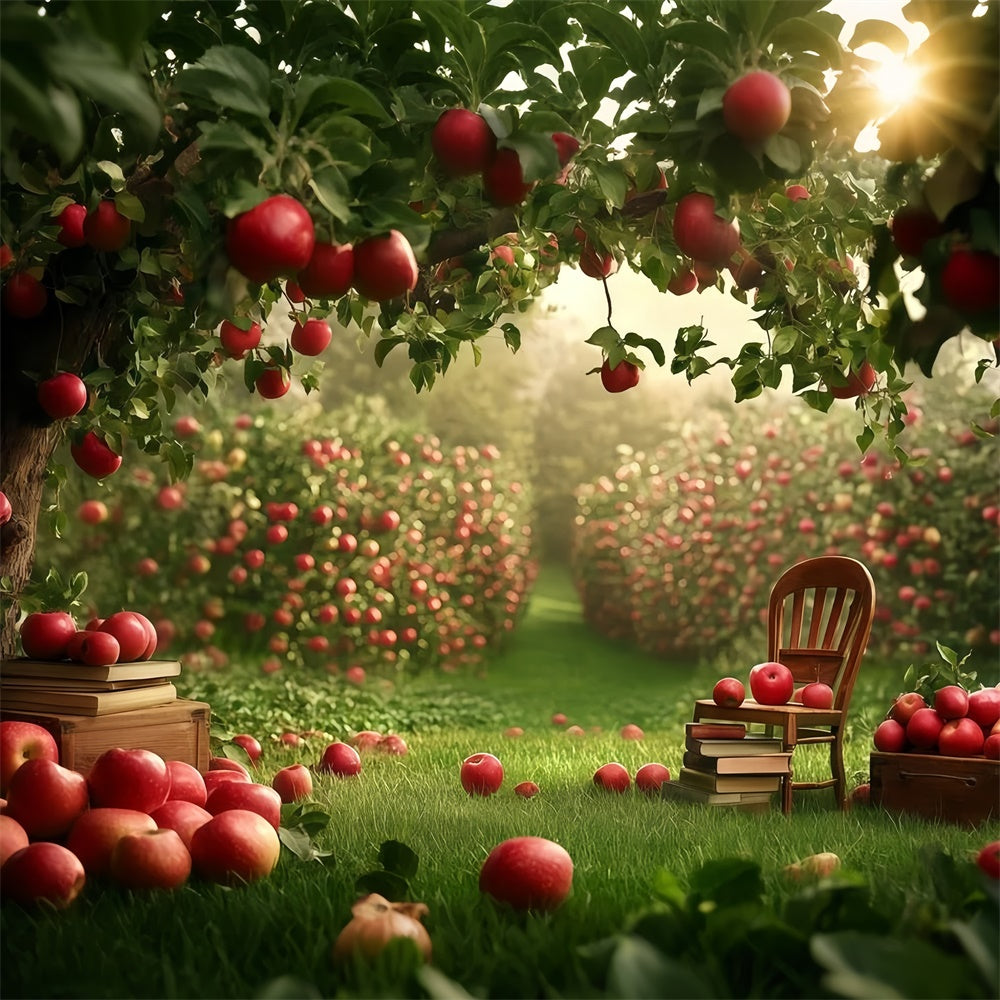 Back To School Photo Backdrop Apple Garden Study Backdrop GQ6-180