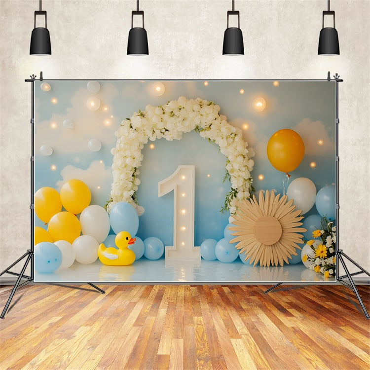1st Birthday Backdrop Duck Balloon Bliss Backdrop GQ6-301